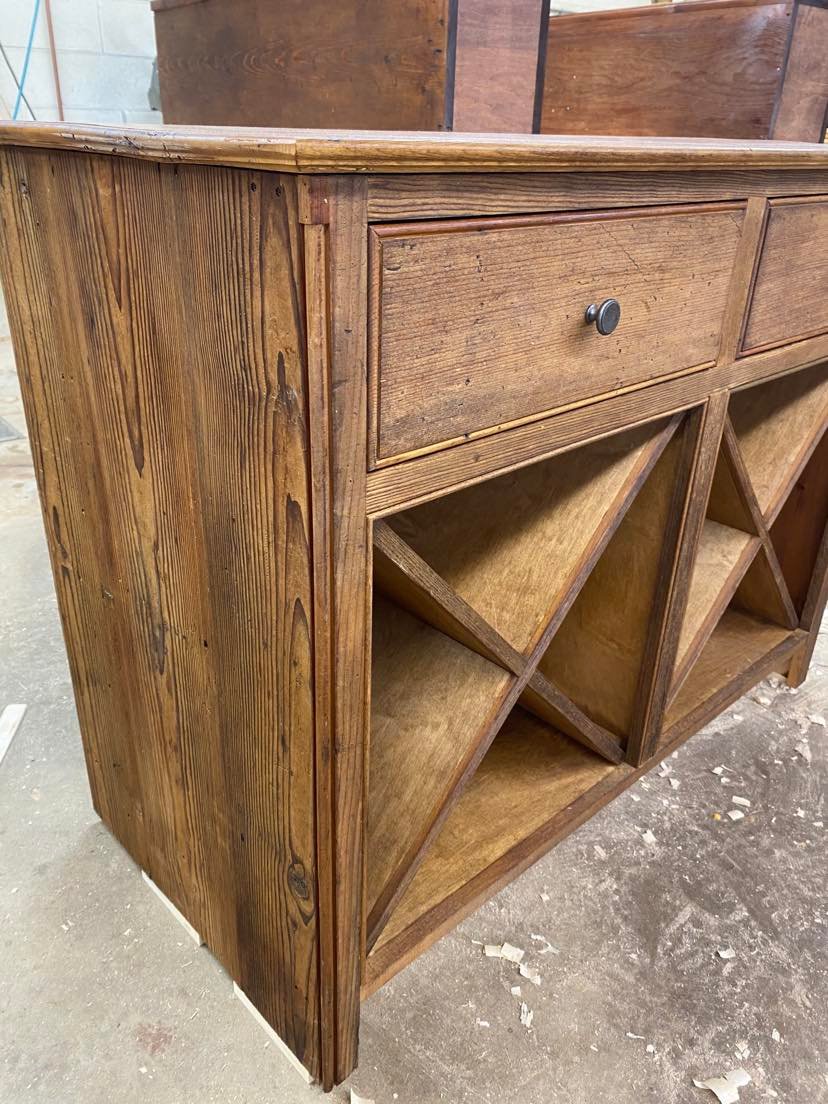 Full cupboard unit completed, natural finish